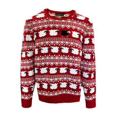 Red Festive All-Over Sheep Print Sweater